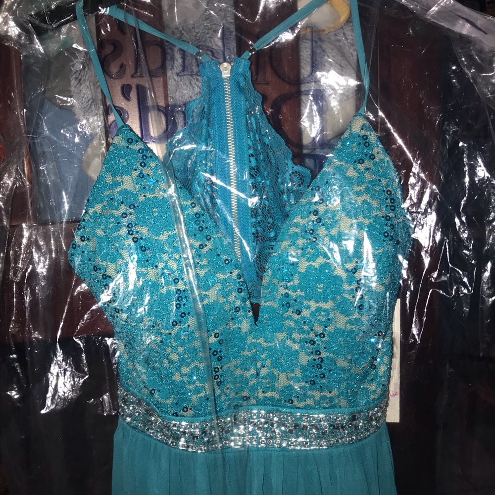 turquoise medium Honey and Rosie prom dress